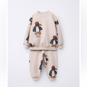 NWT Zara kids PENGUIN JOGGING SET size 3T
